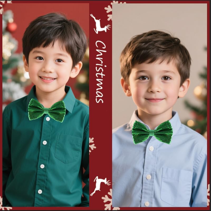 Sdopbinbin Pink Red Glitter Bow Tie for Men Boys Sparkly Christmas Bow Ties Bowtie for Men Kids Pre Tied Bow Tie for Boys - Image 2